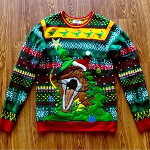 Ugly Christmas Time T-Rex Sweater Uni sex